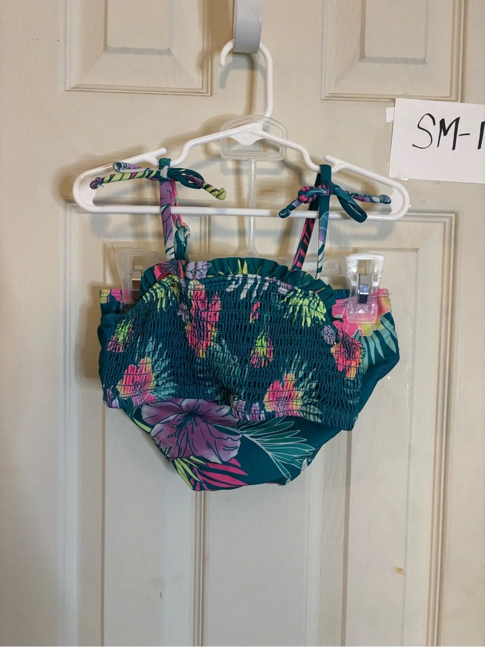 Justice Tropical Teal Floral Bikini Top 7/8